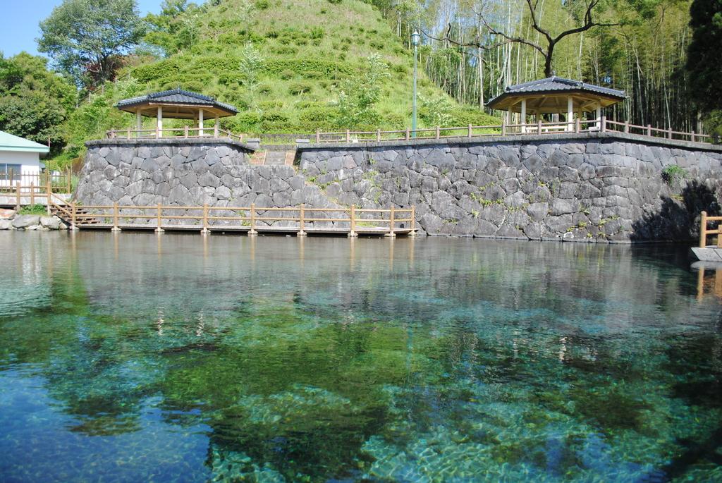 霧島山麓の水が、澄んだ池の砂底を押し上げてこんこんと湧き出す-1