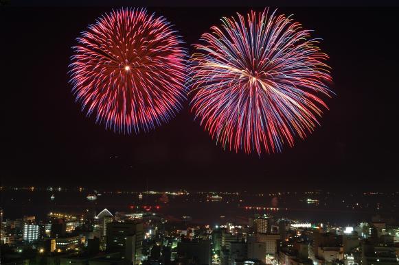 가고시마 긴코 만 썸머나이트 불꽃 축제-2