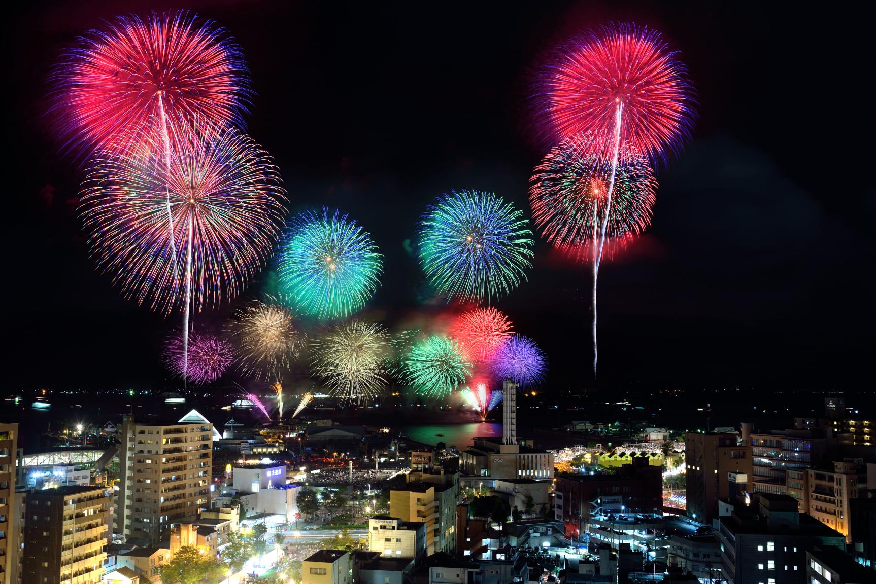 가고시마 긴코 만 썸머나이트 불꽃 축제-1