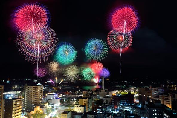 가고시마 긴코 만 썸머나이트 불꽃 축제-0